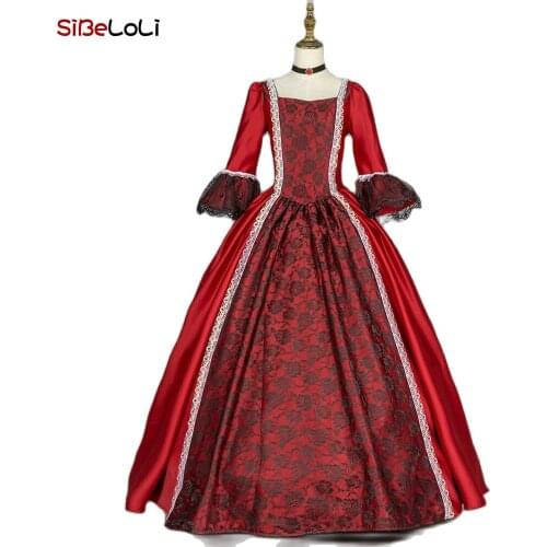 Wine Red Simple Victorian Dress Renaissance Queen Princess Adult Women Halloween Costume Faire Colonial Fantasy Ball Gown