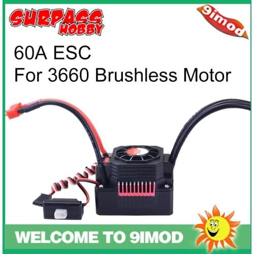 SURPASS HOBBY KK 60A ESC Waterproof Electric Speed Controller for 1/10 1/12 RC Car 3660 Brushless Motor Power