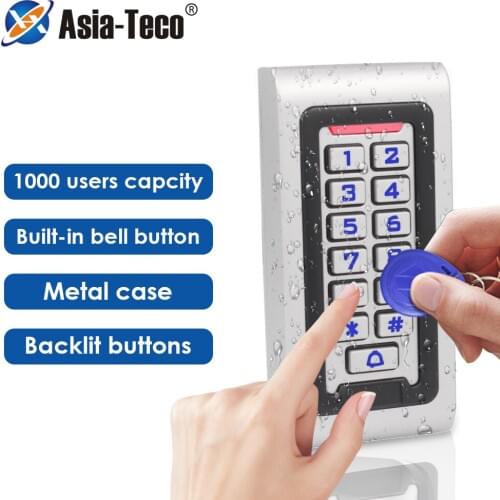 Waterproof Backlight RFID Door Access Control Reader Keypad 1000 Users door bell 125KHz EM Card Door Opener