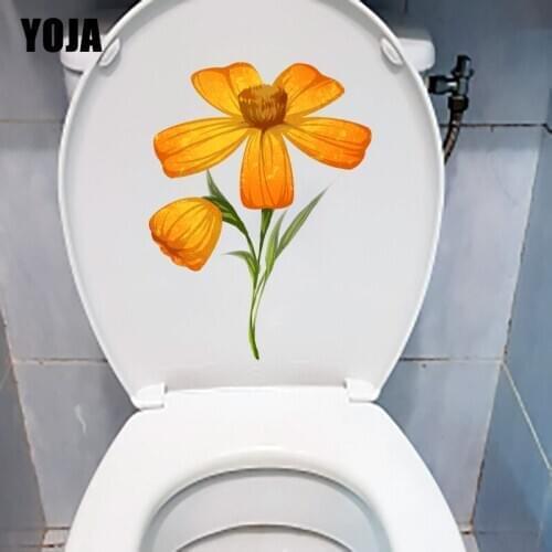 YOJA 15X20CM Blooming Squid Toilet Sticker Cartoon Flower Childern Bedroom Wall Decor Decal T1-1942