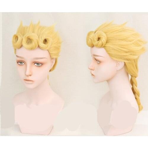 1pcs Anime JoJos Bizarre Adventure Golden Wind Giorno Giovanna Wig Synthetic Hair for Men Boy Cosplay Costume Decor Prop