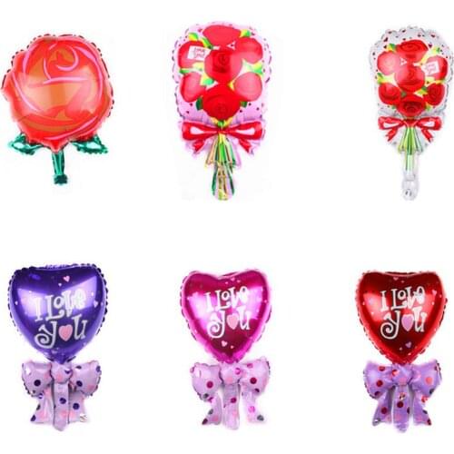 10pcs/lot mini Flower I Love You Foil Balloons Heart Wedding Valentines Day Helium Balloon Globos Party Decoration