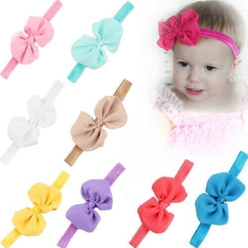 2017 Fashion Toddler Baby Girls Headband Chiffon Bow Headbands Elastic Infant Children Hair Band Hair Accessories Ornaments
