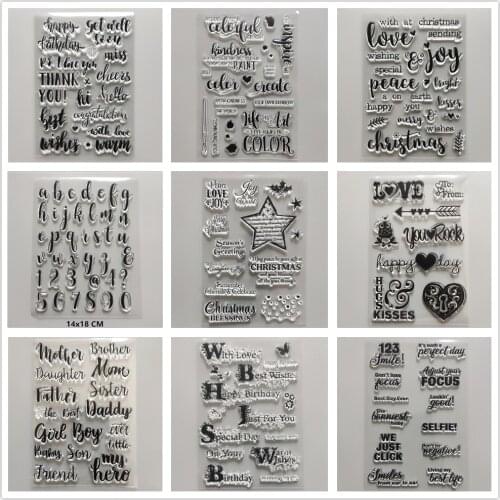 2021 Holiday Blessing Words Clear Stamps DIY Scrapbooking Craft Supplies Silicon Letters Seal Photo Album ink pad Stamping