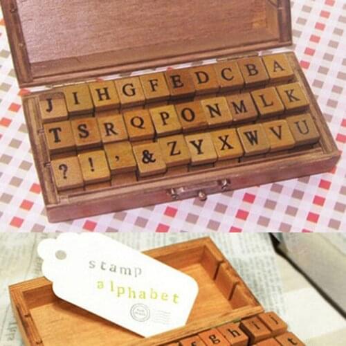 30pcs/set Retro Wooden Craft Alphabet Letter Stamp Uppercase Letter Rubber Stamp Set For Card Invitation Decorating