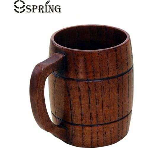 1Pc Wood Beer Mug Handcraft Wooden Mug Coffee Tea Cup Large Solid Wood Beer Cup Drinking Mugs Party Bar Drinkware Gifts 360ML