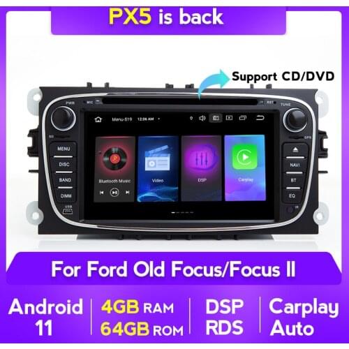 4+64G 8Core For Ford Focus 2 Mondeo Galaxy S-Max Car Radio Stereo GPS Navigation Android 11 Carplay+Auto DSP RDS SWC Multimedia