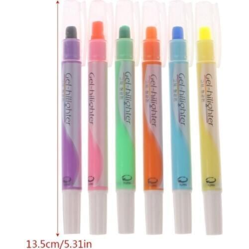 6 Pcs Watercolor Gel Pen Cute Highlighter Solid Accent Ink Maker Smooth Writing R9JA