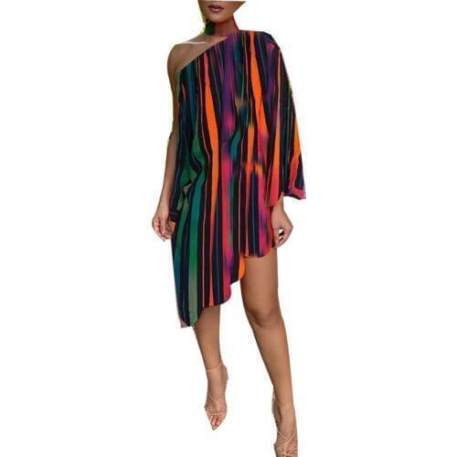 Print Africa Dress African Dresses for Women 2020 New Fashion One-Sleeve African Dress Dashiki Ankara Party Robe Africaine Femme