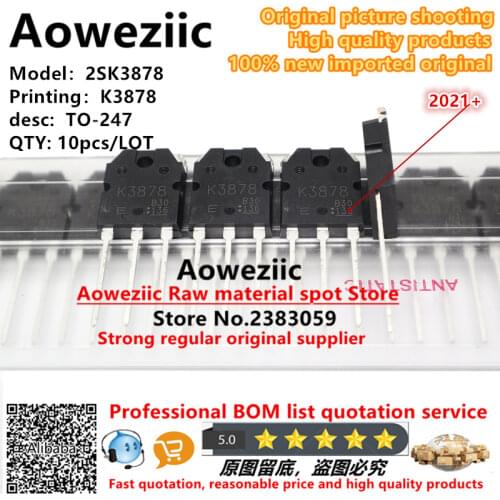 Aoweziic 2020+ 100% new imported original K3878 2SK3878 TO-247 N-Channel MOS Type Switching Regulator Applications 9A 900V