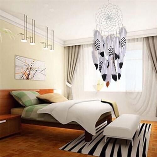 White Big Indian Style Dreamcatcher Handmade Wind Chimes Hanging Pendant Dream Catcher Home Wall Art Hangings Decorations