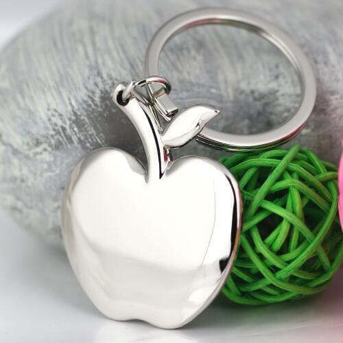Apple Keychain Creative Fashion Polished Chrome Silver Key Chain Ring Keyfob Keyring Key Holder FashioAccessories 86006