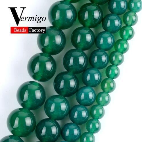Natural Green Agates Stone Spacer Beads For Jewelry Making DIY Necklace Bracelet 4mm-12mm Round Loose Beads 15" Wholesale