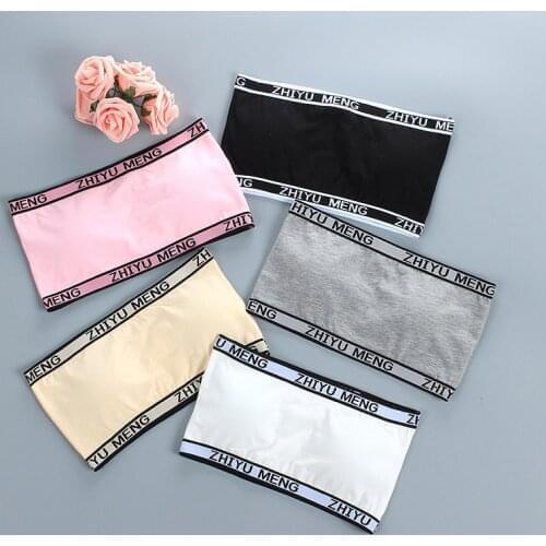 Girls Padded Bra Teens Sport Training Bra Student Strapless Underwear Kids Bandeau Tube Top Kids Summer Lingerie 9-16Years