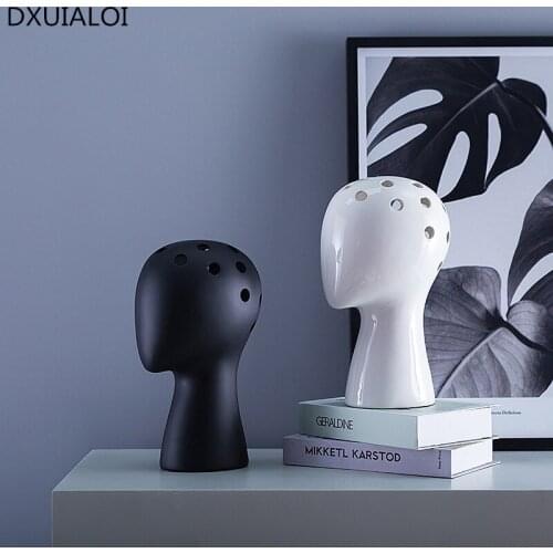 Home Decor Modern Porcelain Figurine Head Shape Vase Nordic design Ceramic Vase Fashion White Flower Vase Wedding decoration