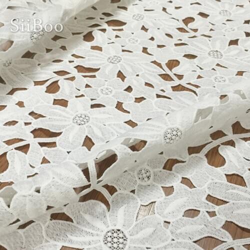 Elegant cutout Lotus leaf embroidery lace fabric for dress skirt hollow out lace fabric for sewing cloth tela tejido SP3175