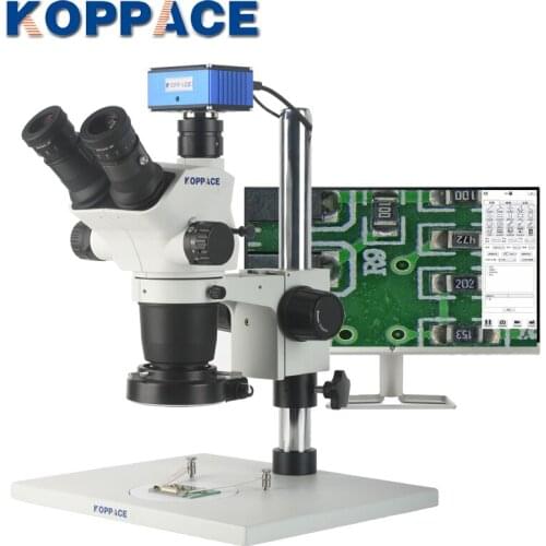 KOPPACE 6.7X-45X 2MP Electron Measuring Microscope Can Take Pictures And Videos Export Measurement Data Table With Zoom Lock