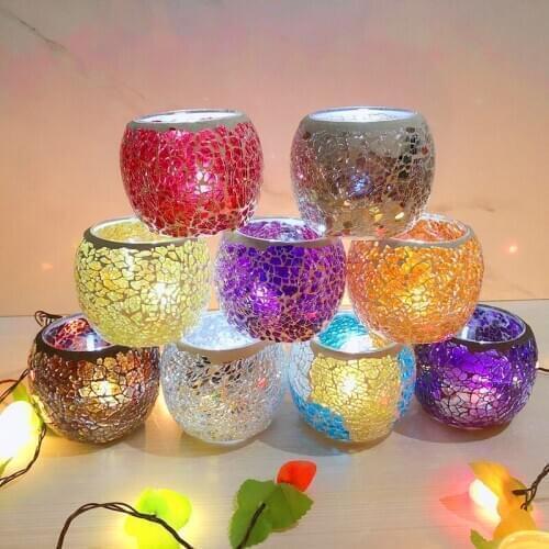 Halloween Candle Holder Mosaic Glass Candlestick Romantic Candlelight Dinner Wedding Party Candle Lamp Holiday Decorations