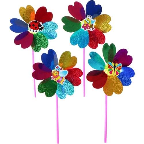 Colorful DIY Sequins Windmill Wind Spinner Home Garden Yard Decoration Kids Toys