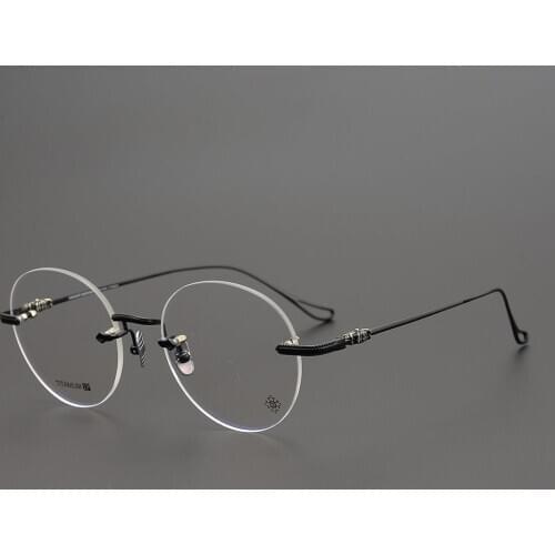 Small Titanium Frame Work From Home Spectacle Frames Rimless Eyeglass Round Transparent Glasses Women Vintage Eyewear Frames Men