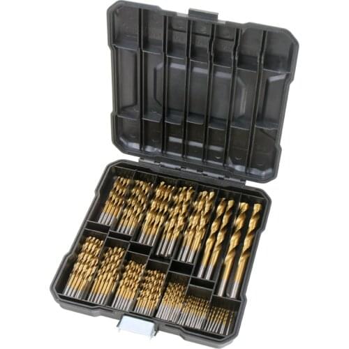 100Pcs Titanium-Coated HSS Mini Metal Drill Bit Set Woodworking Tools for Dremel Rotary with Plastic box