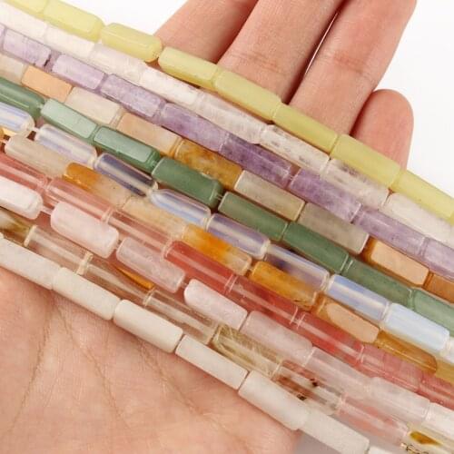 Natural Rose Crystal Jades Stone 13x4mm Amethysts Cherry Quartz Loose Square Tube Beads for DIY Wrap Bracelet Jewelry Making15