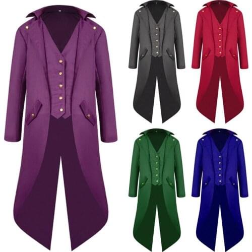 New Middles Ages Vintage Punk Style Gentleman Tuxedo Palace Party Count Clothing 2021 Fashion Halloween Vampire Cosplay Costumes