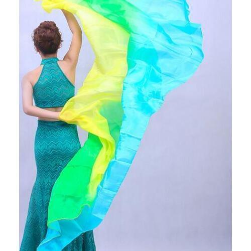 Wholesale Customzied Gradient Bellydance Silk Veils Children Women Hand Thrown Scarf Shawl 200cm 250cm Assorted Free Shipping