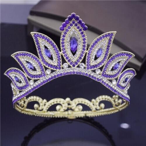 Royal Queen Crystal Headbands for Women Wedding Crown Bride Tiaras Hair Jewelry Pageant Prom Head Ornaments Round Diadem Bridal