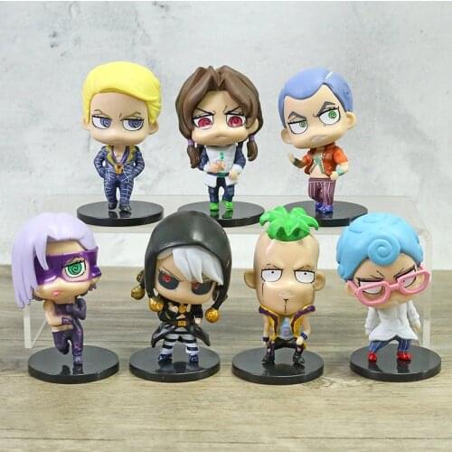 JoJos Bizarre Adventure Golden Wind Risotto Nero Formaggio Illuso Prosciutto Q Version PVC Figures Toys 7pcs/set