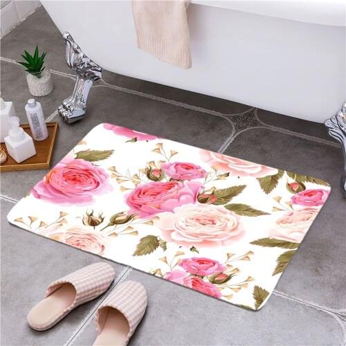 3D Printing Flowers Carpets Living Room Bedroom Area Rugs Valentines Day Rose Hallway Doormat Bathroom Kitchen Anti-Slip Mat