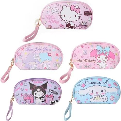 Sanrio Hello Kitty pu zipper coin purse Kuromi pencil case storage bag hand carry key cosmetic bag card holder