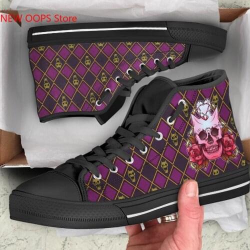 I remade the Killer Queen Skull Arrive Fashion Lightweight High Top Canvas Shoes Men Women Casual Shoes Breathable Sneakers