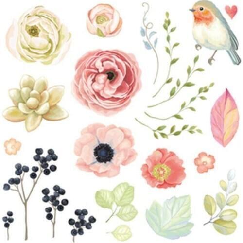 Fashion PVC Patch Clothes 22CM Pink Flower Thermal Transfer Printing T shirt Women iron on patches for clothing Cute Stickers