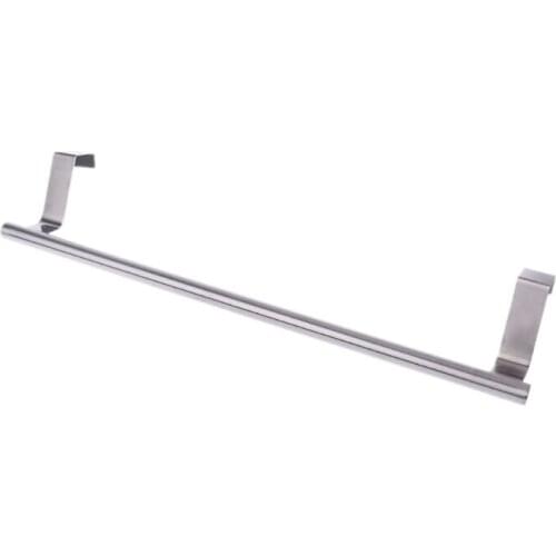 Over Door Towel Rack Bar Hanging Holder Bathroom Kitchen Hotel Cabinet Shelf Rail Stainless Steel