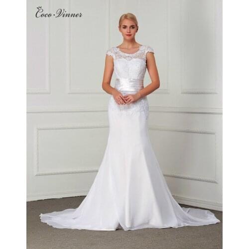 Sheer Neck Sexy Backless Chiffon Mermaid Wedding Dresses 2021 Lace Vintage Simple Wedding Gowns For Women W0209