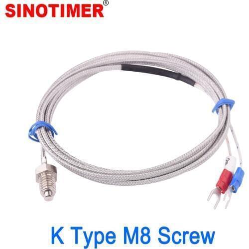 1M/2M/3M/4M/5M K Type Thermocouple M8 Screw Temperature Sensor For for Industrial Temperature Controller