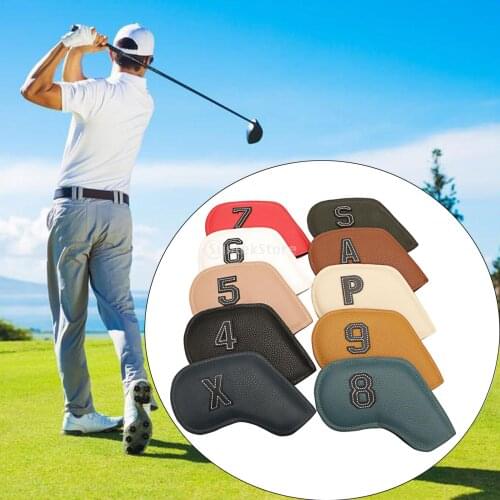 10Pcs Portable PU Golf Club Iron Head Covers Protector Golfs Head Cover Set