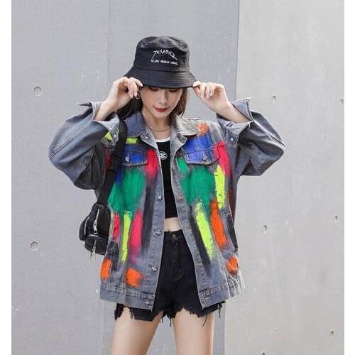 2021 Jacket Denim 2021 Fashion Loose Real Shot For Men And Women Holes Free Shipping Graffiti