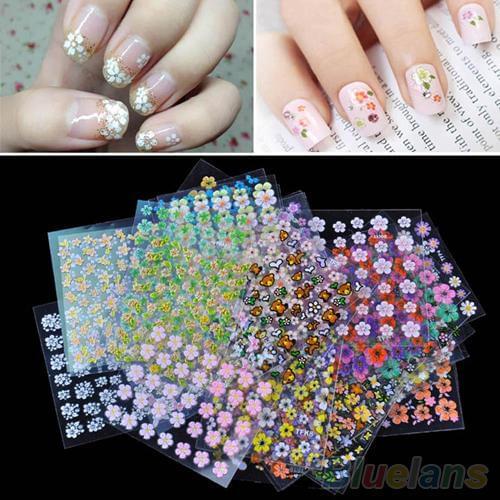 30 Sheets Mixed Floral Nail Art Stickers Decals DIY Manicure Design Accessories Nail Art & Tools