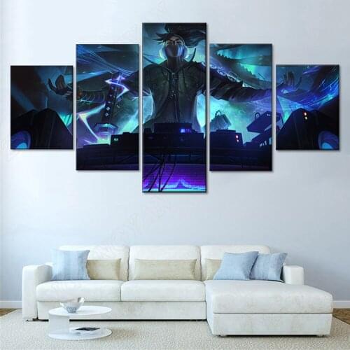 5 Panel Legends League Yasuo True Damage HD Game Canvas Poster Print Art Pictures For Living Room Boy Bedroom playroom Wall Deco