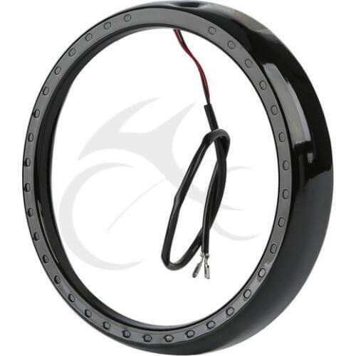 7" in Headlight Trim Ring & Light For Harley Touring Road Street Tri Glide Black