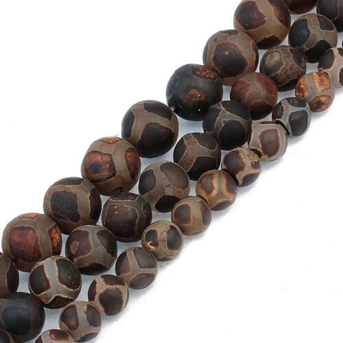 8-12mm Round Dark Brown Tibetan Buddhism Beads Turtle Back DZI Agates Beads For Jewelry Making Beads 15'' Buddha DIY Beads