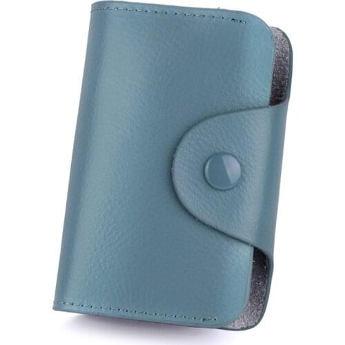 New Accordion Credit Card Holder Wallet Genuine Leather Women Men Hasp Multifunction Card Case Fashion Housekeeper Card Cover