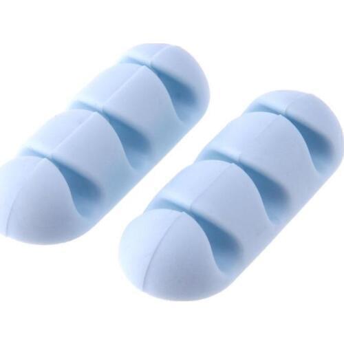 2Pcs Office Desk Cable Organizer Adhesive Silicone Wire Lead USB Charger Cord Winder Home Table Storage Holder Accessory Supply