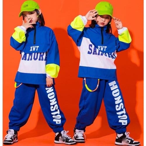 Kids Hip Hop Clothes Fashion Tie Dye Hoodie Top Loose Pants Ballroom Hip Hop Dancing Clothes Girls Street Dance Costumes DQS7461