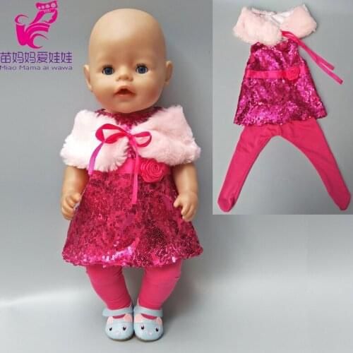 Bebe New Born Doll Dress Sequine Winter Party Suit for 18 Inch American OG Girl Doll Dress