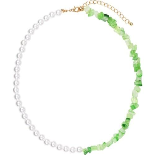 European and American Simple Bohemian Handmade Beaded Necklace Wild Baroque Stitching Gravel Pearl Clavicle Chain Female