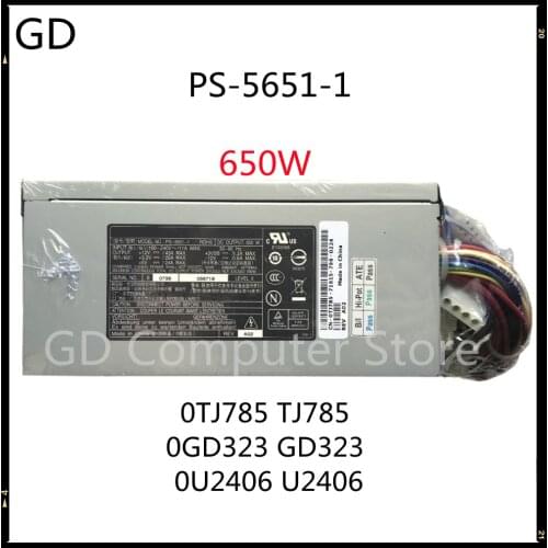 GD Original For Dell PowerEdge 1800 650W Power Supply PS-5651-1 0TJ785 TJ785 0GD323 GD323 0U2406 U2406 Full Tested Fast Shipping
