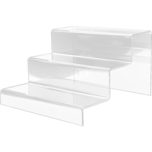 HOT 2/3 Steps Acrylic Riser Clear Durable Display Stand Shelf Organize Small Objects Toiletry Cosmetic Jewelry Toiletries Shoes